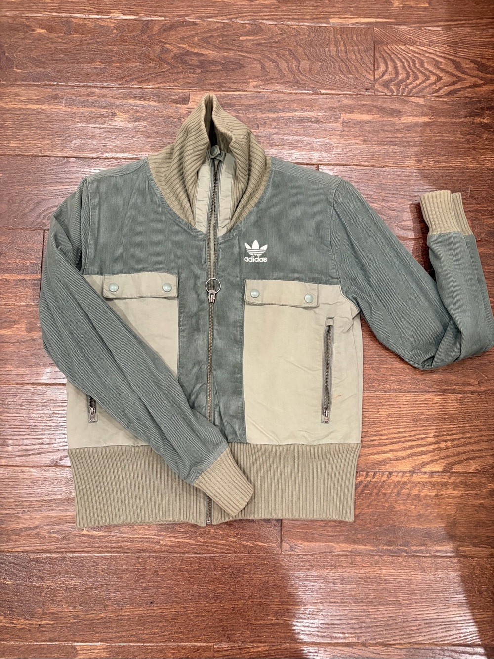 Adidas Two-Tone Olive Bomber Jacket